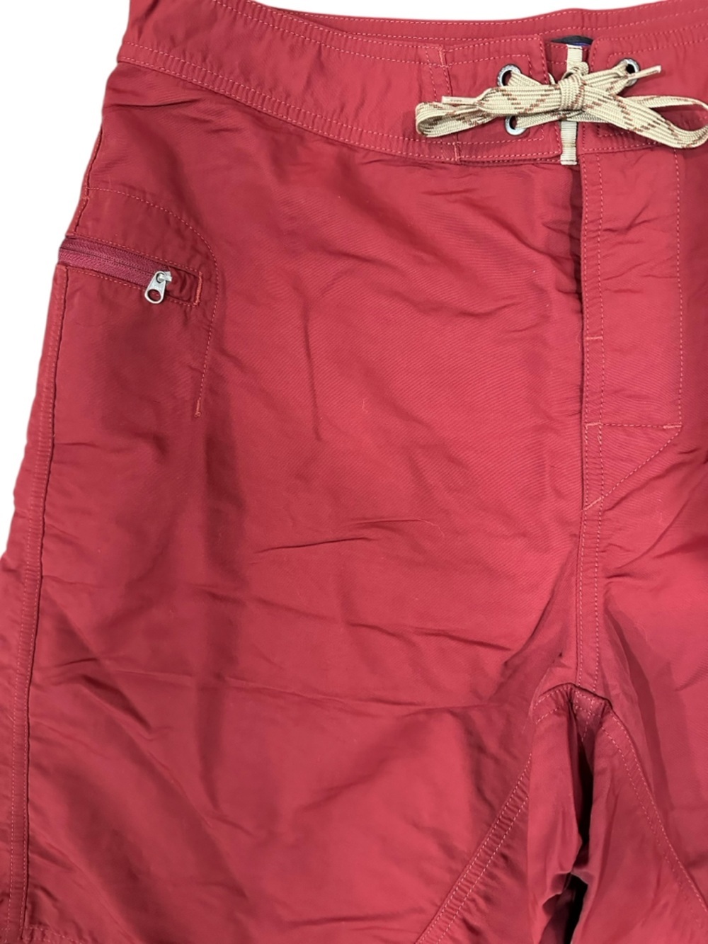 Vintage Patagonia Brick Red Nylon Board Shorts Swim Beach Button/Tie Waist - Picture 4 of 8